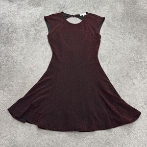 Les Petites Paris Metallic Backless Sparkle Midi A-Line Dress Womens Medium Red
